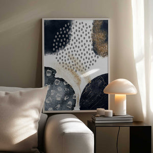 Tablou înramat „Abstract Black and Gold-3” de Sally Ann Moss