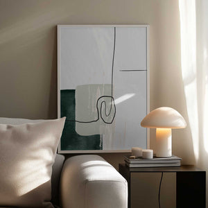 Tablou înramat „Abstract Shapes in Green-1” de Sally Ann Moss