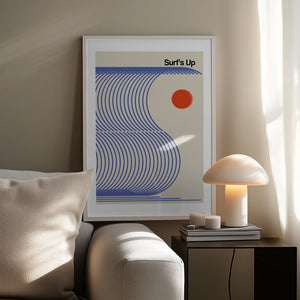 Tablou înramat „Surf's Up Biscuit Blue” de Frances Collett