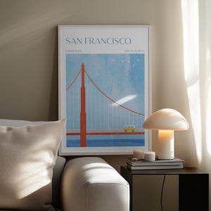 Tablou înramat „San Francisco, Golden Gate Bridge” de longwayhome