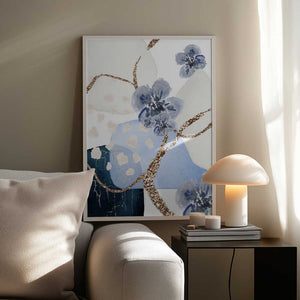 Tablou înramat „Floral Blue-3” de Sally Ann Moss