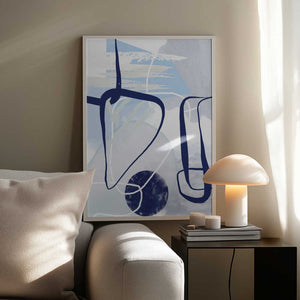 Tablou înramat „Lines of Blue-1” de Sally Ann Moss