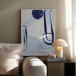 Tablou înramat „Lines of Blue-3” de Sally Ann Moss
