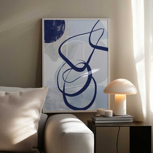 Tablou înramat „Lines of Blue-2” de Sally Ann Moss