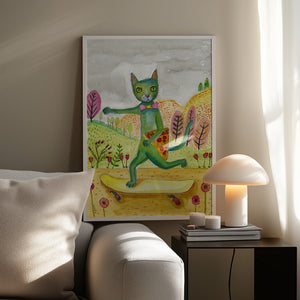 Tablou înramat „Pizza Cat” de Sharyn Bursic