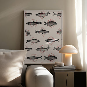 Tablou înramat „Fishes In Geometrics Nº4” de Florent Bodart