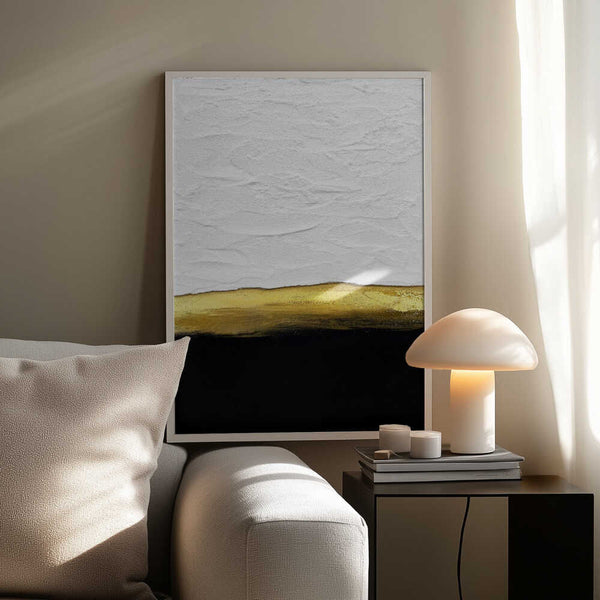 Tablou înramat „Black and White Golden Night” de Alyson Storms