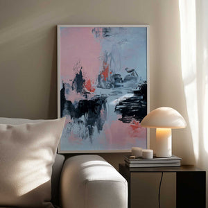 Tablou înramat „Pink and Grey Abstract 2” de Alyson Storms