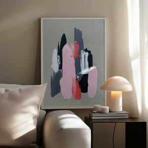 Tablou înramat „Pink Black and Grey 1” de Alyson Storms