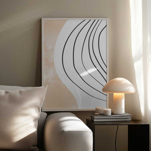 Tablou înramat „Beige Black Line Art” de Melloi Art Prints