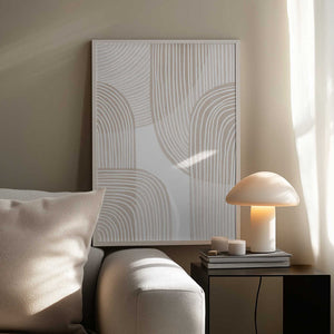 Tablou înramat „Abstract Beige Line Art” de Melloi Art Prints