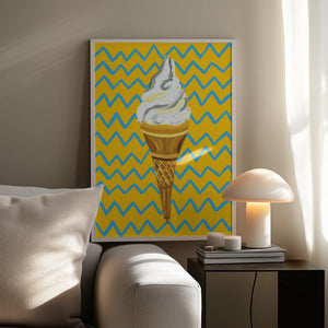Tablou înramat „Ice Cream Yellow Zigzag” de Alice Straker