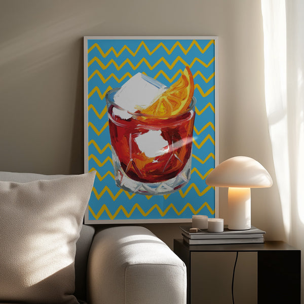 Tablou înramat „Negroni Blue” de Alice Straker