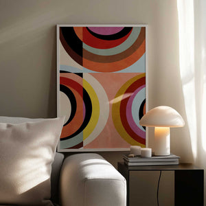 Tablou înramat „Warm Colors Bauhaus Geometry3” de Ana Rut Bre