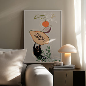 Tablou înramat „Balancing Fruits” de Arty Guava