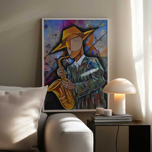 Tablou înramat „Jazz Sax Man” de Ricardo Maya