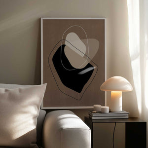 Tablou înramat „Layered Organic Shapes in Neutral Tones” de Elena Ristova