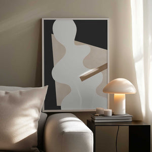 Tablou înramat „Beige Graphic Curves Art” de Elena Ristova