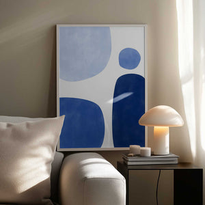 Tablou înramat „Blue Geometric Flow” de Elena Ristova