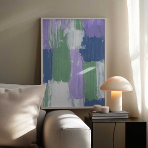 Tablou înramat „Bold Brushstrokes in Lavender Green and Blue Hues” de uplusmestudio
