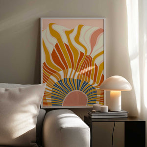 Tablou înramat „Rainbow Plus Shapes  Blue Mustard12” de Ana Rut Bre