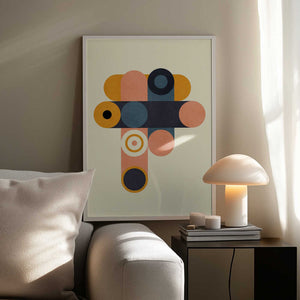 Tablou înramat „Rainbow Plus Shapes  Blue Mustard8” de Ana Rut Bre