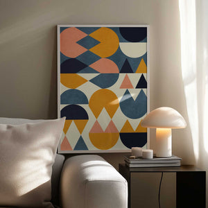 Tablou înramat „Rainbow Plus Shapes  Blue Mustard6” de Ana Rut Bre