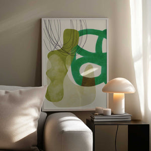 Tablou înramat „Painted Lines Green Tan Kopie” de Ana Rut Bre