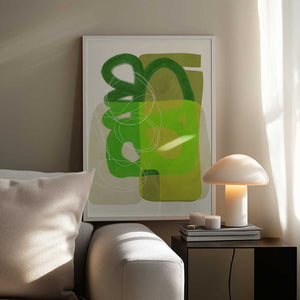 Tablou înramat „Painted Lines Green Tan 4 Kopie” de Ana Rut Bre