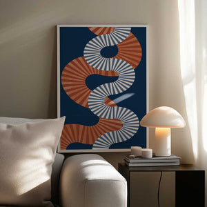 Tablou înramat „Winding Pattern In Retro Colors” de Elena Ristova