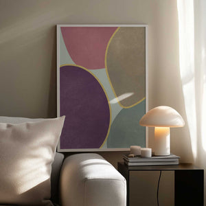Tablou înramat „Abstract Circles With Gold 4” de Bilge Paksoylu