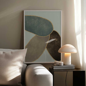 Tablou înramat „Abstract Circles With Gold 3” de Bilge Paksoylu