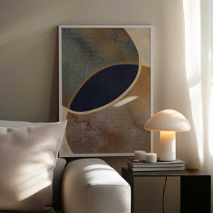 Tablou înramat „Abstract Circles With Gold 1” de Bilge Paksoylu