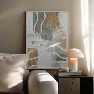 Tablou înramat „White Lines On Green 3” de Sally Ann Moss