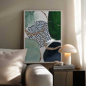 Tablou înramat „Green Shapes” de Sally Ann Moss