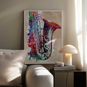 Tablou înramat „Saxophone music art” de Justyna Jaszke