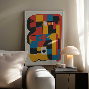 Tablou înramat „Bauhaus Abstract Color Block” de Little Dean