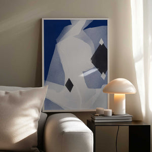 Tablou înramat „Blue Black and White Abstract” de Little Dean