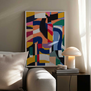 Tablou înramat „Shapes with Dynamic Brushstrokes” de Little Dean
