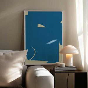 Tablou înramat „Large Abstract Cut Out In Blue” de Little Dean