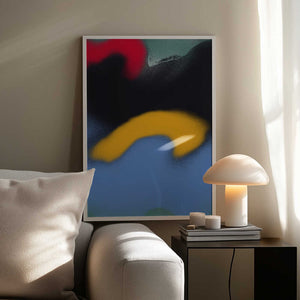 Tablou înramat „Black and Blue Abstract Liquify” de Little Dean