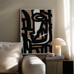 Tablou înramat „Geometric Shapes Against A Tan And White Background” de Little Dean