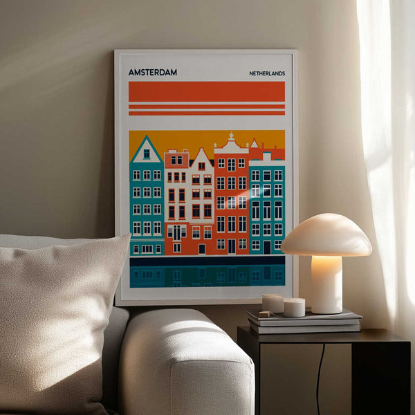 Tablou înramat „Amsterdam Travel Poster” de Retrodrome