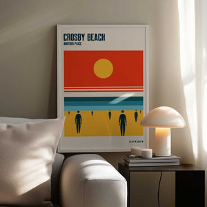 Tablou înramat „Crosby Beach Iron Men Liverpool Merseyside” de Retrodrome