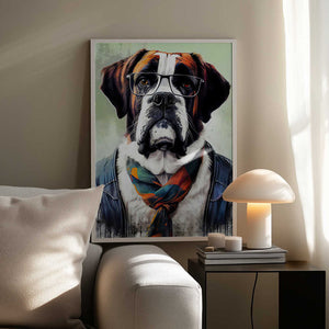 Tablou înramat „Hipster dog animal art” de Justyna Jaszke