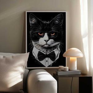 Tablou înramat „Hipster cat animal art” de Justyna Jaszke