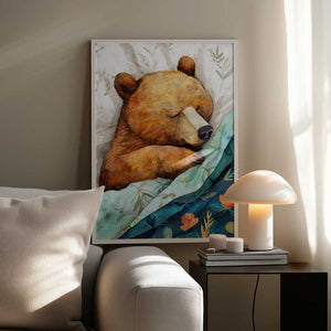 Tablou înramat „Sleepy Bear animal story” de Justyna Jaszke