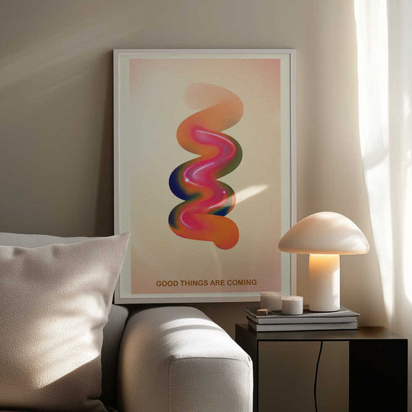 Tablou înramat „RETRO GRAPHIC NO.17 / GOOD THINGS ARE COMING” de The Art Concept