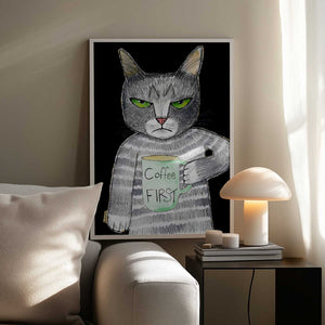 Tablou înramat „Coffee Cat” de Sharyn Bursic