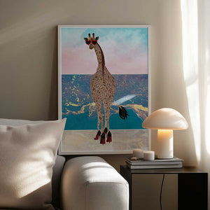 Tablou înramat „Giraffe on holiday” de Sarah Manovski